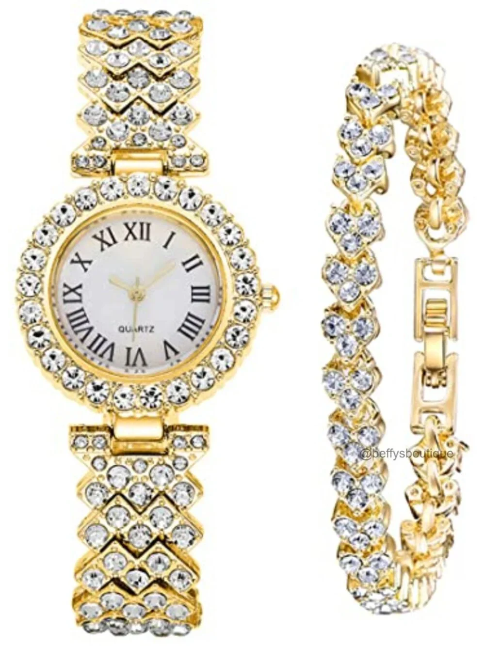 Luxury Diamond Bangle Bracelet Watch Set Quartz Movement Women's Dress Wrist
